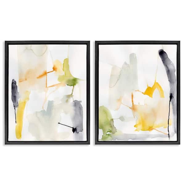Stupell Industries Watercolor Paint Drips by Victoria Barnes 2 Pieces Black Floater Frame Abstract Graphic Art Print 21 in. x 17 in.