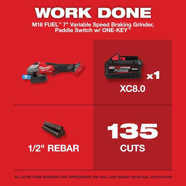 M18 FUEL 18-Volt Lithium-Ion Brushless Cordless 7 in. Braking Grinder w/ Variable Speed w/ (1) 6.0 Ah Battery