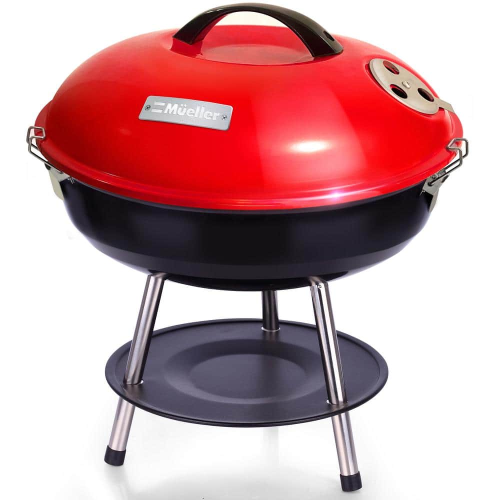 MUELLER BBQ Buddy Portable Charcoal Grill in Red with Dual Vents for