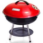 BBQ Buddy Portable Charcoal Grill in Red with Dual Vents for Temperature and Charcoal Control