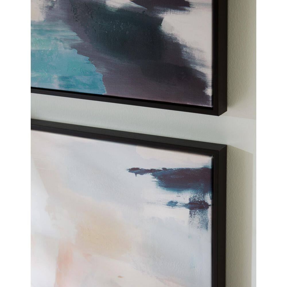 Abstract Blue and Pink Framed Canvas Wall Art Set