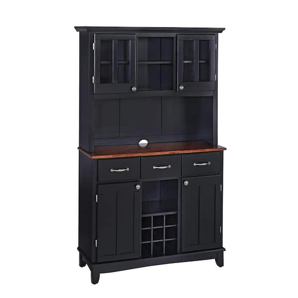 HOMESTYLES Black and Cherry Top Buffet with Hutch