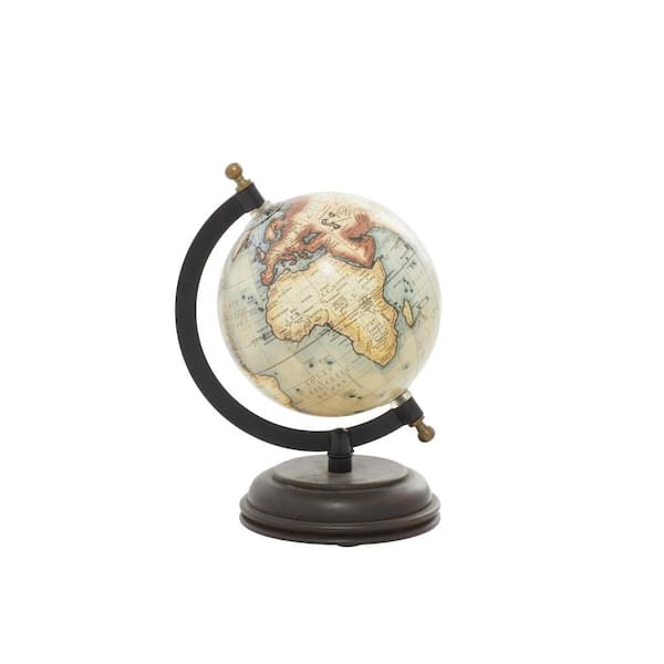 Litton Lane 8 in. Cream Mango Wood Decorative Globe