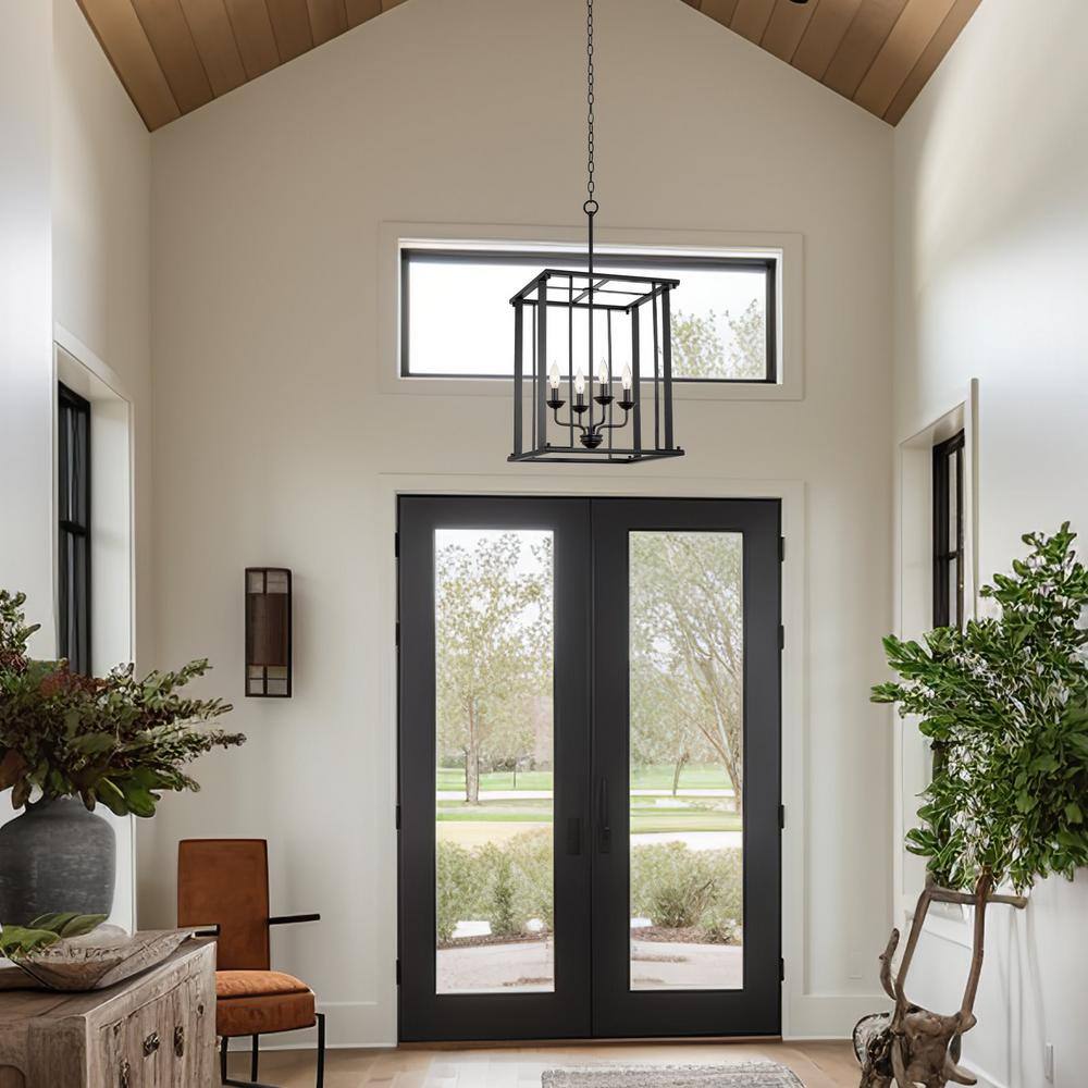 Samson 31.5" Modern Farmhouse Black Lantern Cage Pendant Light
