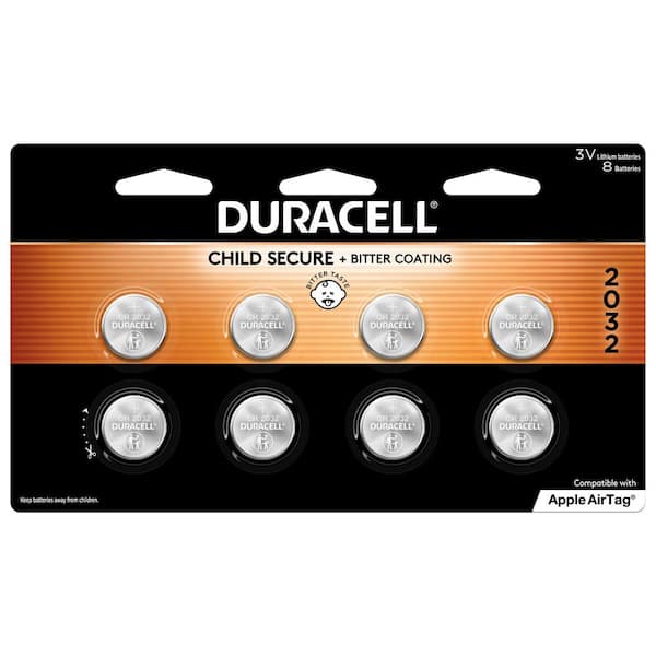 Duracell CR2032 3V Lithium Battery, 8 Count Pack, Bitter Coating