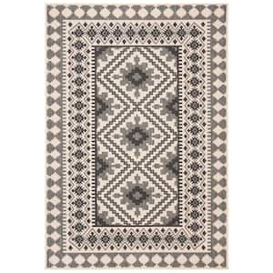 Veranda Ivory/Slate 8 ft. x 11 ft. Border Indoor/Outdoor Patio  Area Rug