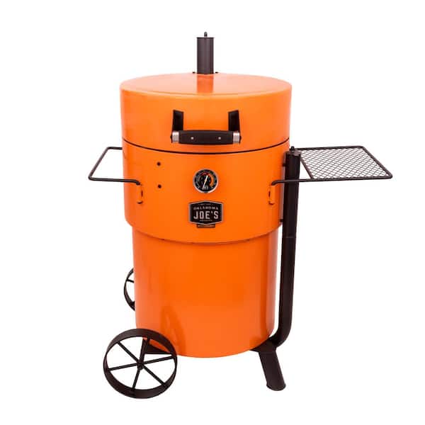 OKLAHOMA JOE'S Bronco Pro Charcoal Drum Smoker and Grill in Orange with 366 sq. in. Cooking Space