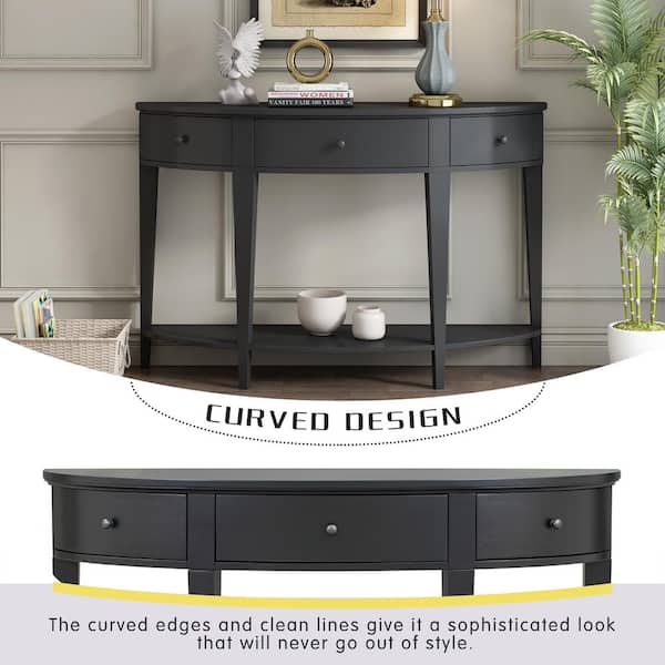 Harper & Bright Designs 51.1 in. Black Half-Circle Wood