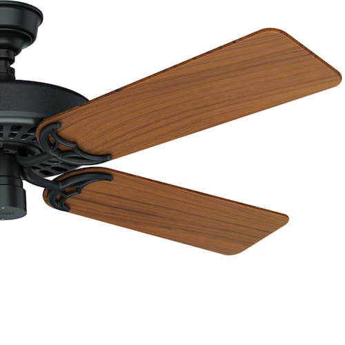 Original 52 in. Indoor/Outdoor Black Ceiling Fan with Teak Blades For Patios or Bedroom Ceiling Fans Without Lights