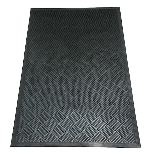 Dura-Scraper Checkered 60 in. x 36 in. Black Rubber Door Mat