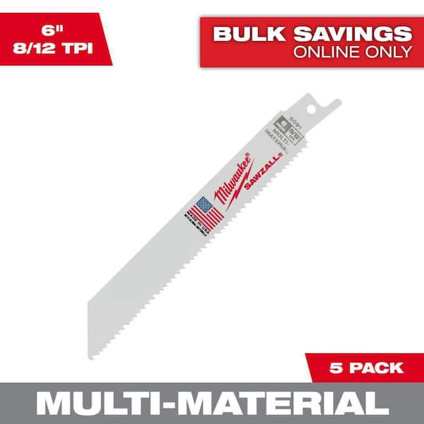 Milwaukee 6 in. 8/12 TPI Mutli-Material Cutting SAWZALL Reciprocating Saw Blades (5-Pack)