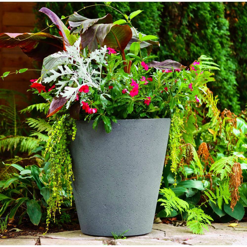Extra Large Gray Concrete Self-Watering Outdoor Planter