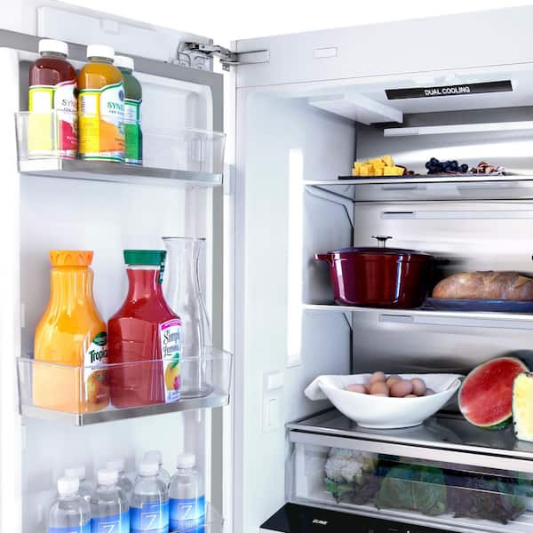 36 in. 3-Door French Door Freezer Refrigerator with Internal Water and Ice Dispenser in Black Stainless Steel