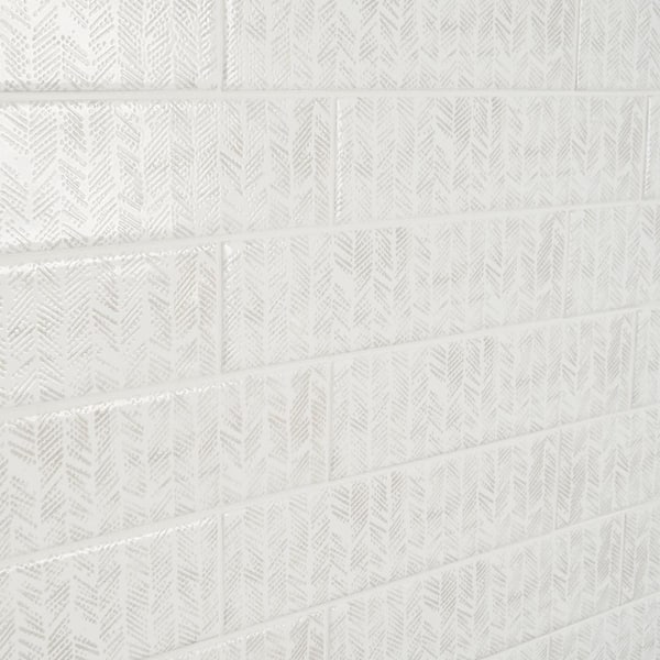 Baisley Deco White 2.6 in. x 10 in. Polished Ceramic Wall Tile (7.53 sq. ft./Case)