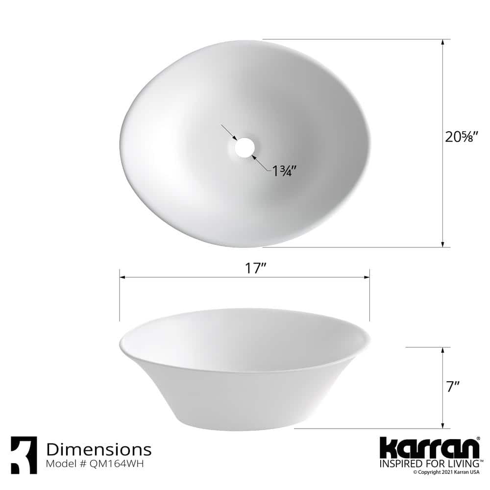 Elegant Matte White Acrylic Oval Above-Counter Vessel Sink