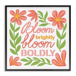 Bloom Brightly Flower Border by Martina Pavlova Black Framed Nature Giclee Art Print 17 in. x 17 in.