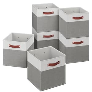 Ornavo Home White/Gray 13 in. x 13 in. x 13 in. Linen Fabric