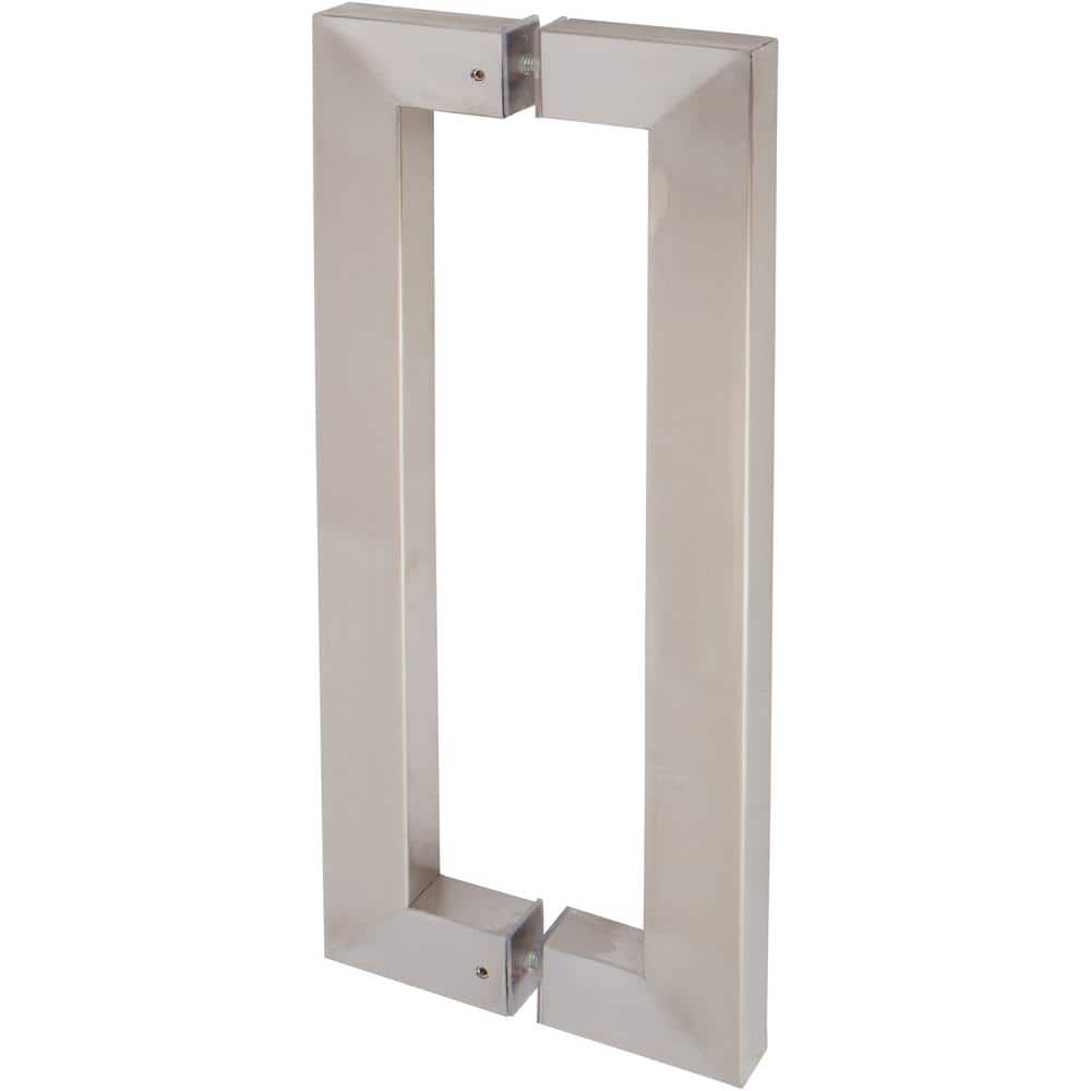 Delaney Hardware 17 In Brushed Steel Barn Door Hardware Double Sided Square Pull Handle 0661 The Home Depot