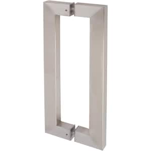 17 in. Brushed Steel Barn Door Hardware Double Sided Square Pull Handle
