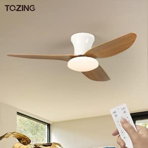 40 in. Smart Indoor Wood Low Profile Standard Small Flush Mount Ceiling Fan Light with Integrated LED with Remote