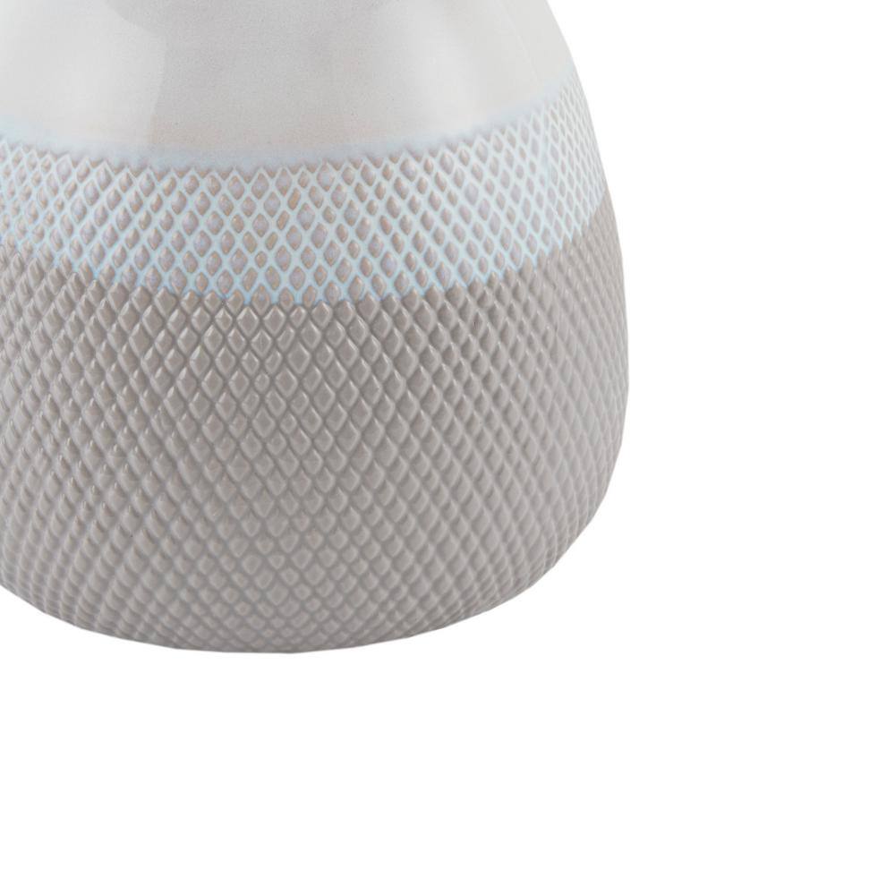 Ivory and Gray Ceramic Table Lamp with Drum Shade