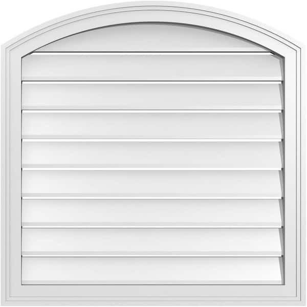 Ekena Millwork 28 in. x 42 in. Arch Top Surface Mount PVC Gable Vent: Decorative with Brickmould Frame