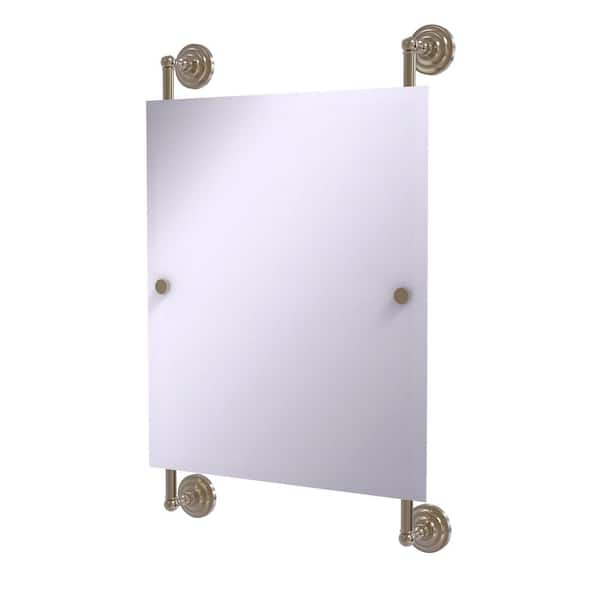 Allied Brass Que New Collection 25 in. x 33 in. Rectangular Frameless Rail Mounted Mirror in Antique Pewter