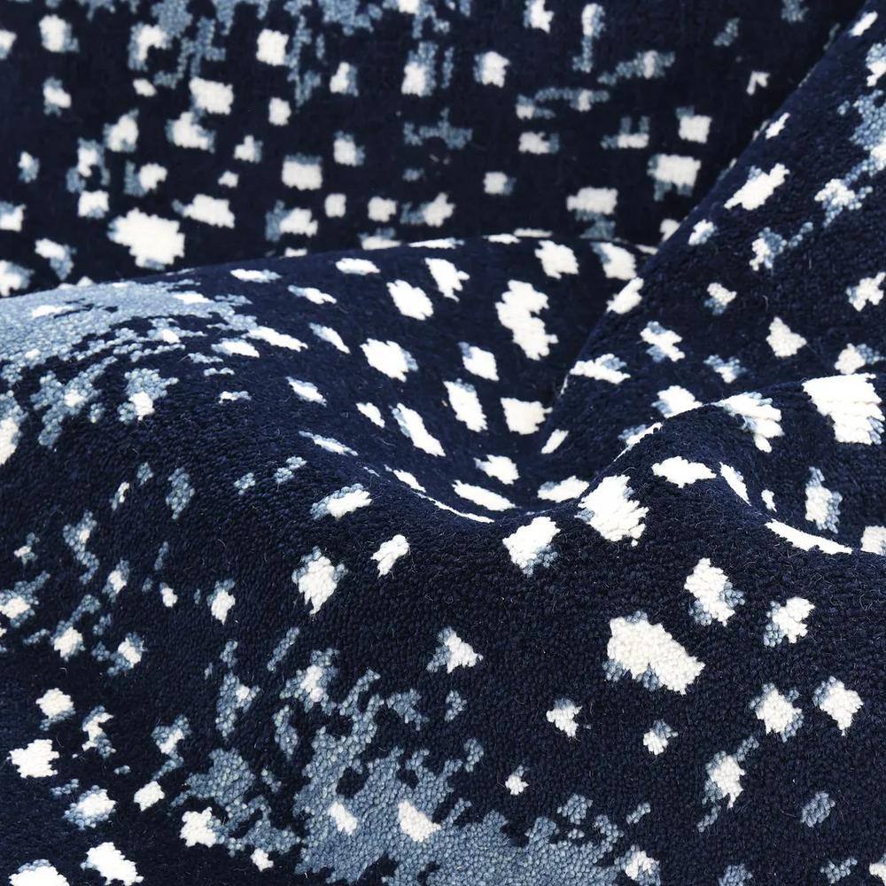 Plush Navy Wool 9' x 12' Hand-Knotted Rectangular Area Rug