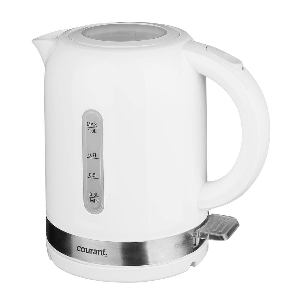 Courant 4-Cup White Cordless Electric Kettle with Water Level