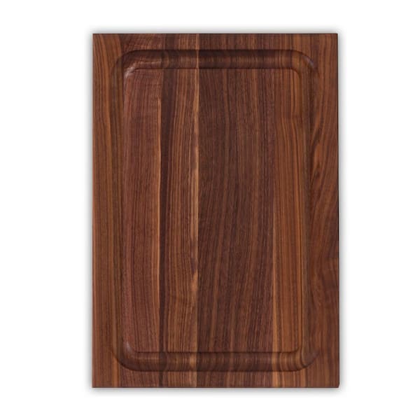 Block 12 in. x 18 in. Rectangular Walnut Wood Edge Grain Cutting Board with Deep Juice Groove