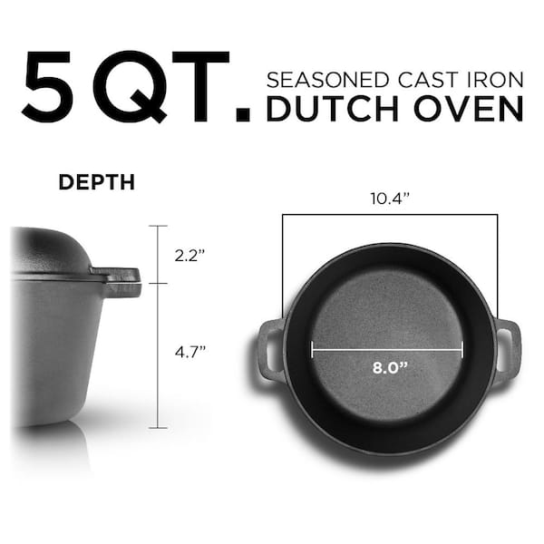 Mason Craft & More 5QT Covered Dutch Oven Cast Iron - Black, Pre