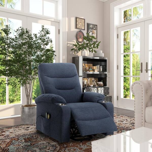 Clihome Navy Blue Power Lift Recliner Chair with Cup Holder and 8 Massage Points Function CL007 LB