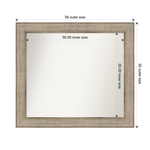Amanti Art Trellis Silver 36 in. x 32 in. Custom Non-Beveled Wood Framed Bathroom Vanity Wall Mirror