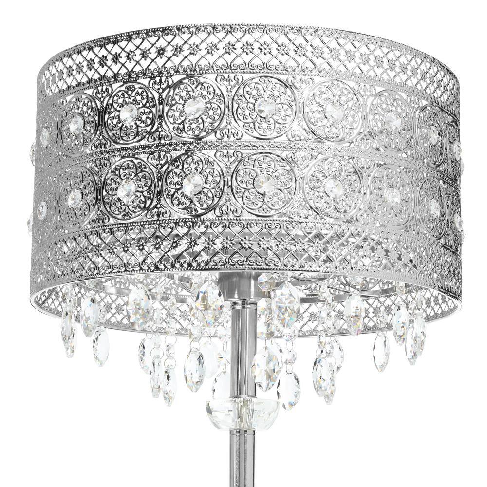Monroe Polished Nickel 60.5" Crystal Jewel Floor Lamp
