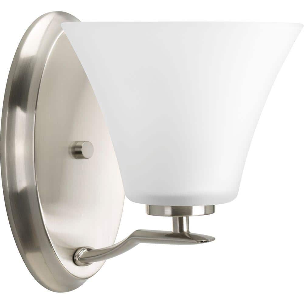 Bravo Collection 1-Light Brushed Nickel Etched Glass Modern Bath Vanity Lig