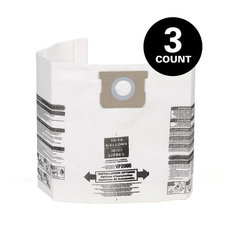 MULTI FIT General Debris VF2005 Wet Dry Vac Dry Pick-up Only Dust Collection Bags for 10-14 Gal. Shop-Vac Brand Shop Vacuums (3pk)