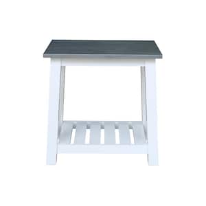 Surrey White & Heather Gray 24 in. H Solid Wood End Table