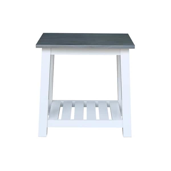 International Concepts Surrey White & Heather Gray 24 in. H Solid Wood End Table