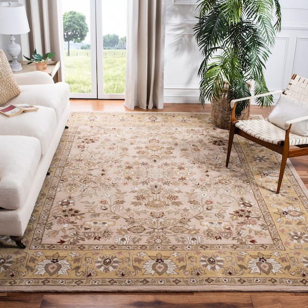 Total Performance 9 ft. x 12 ft. Ivory/Gold Border Oriental Area Rug