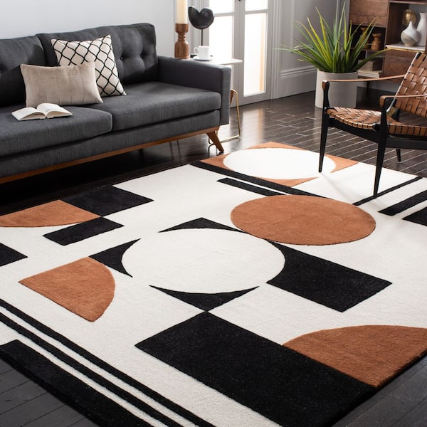 Rodeo Drive 10 ft. x 14 ft. Ivory/Black Geometric Abstract Area Rug