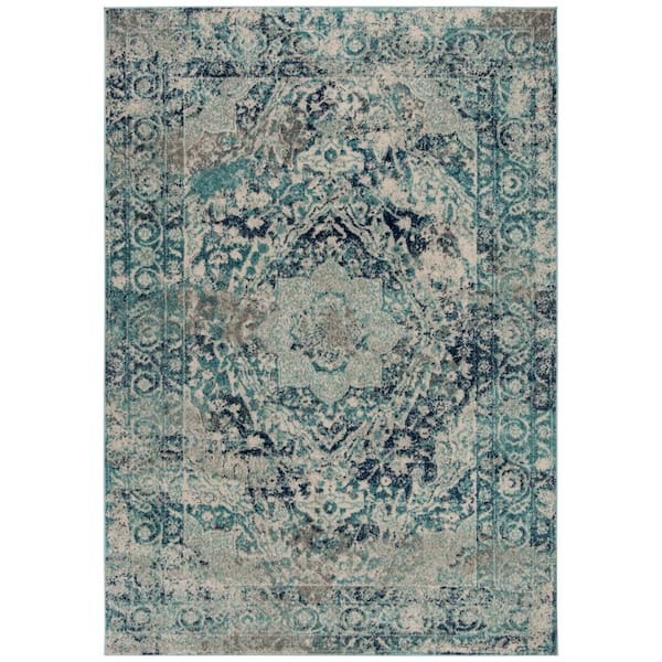 SAFAVIEH Madison Ivory/Blue 6 ft. x 9 ft. Floral Distressed Area Rug