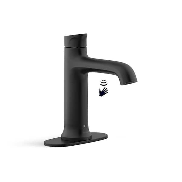 KOHLER Mistos Battery Powered Touchless Single Hole Bathroom Faucet in Matte Black