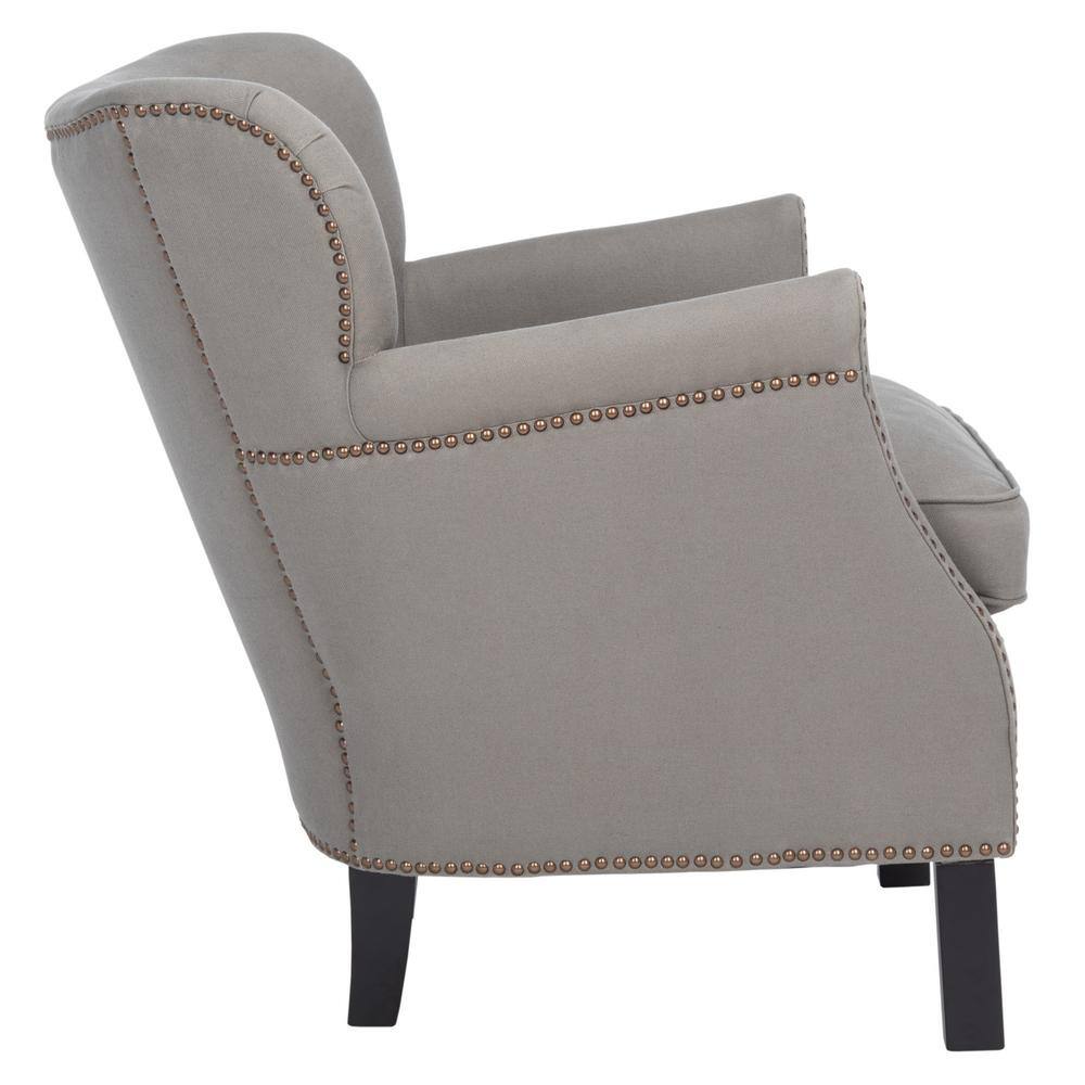 Seamist Gray Linen Upholstered Accent Chair with Birch Legs