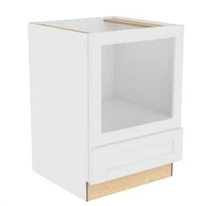 Newport 24 in. W x 24 in. D x 34.5 in. H in White Painted Plywood Assembled Drawer Base Microwave Kitchen Cabinet Shelf