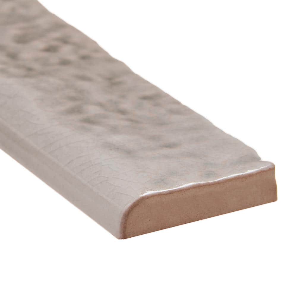 Maven Glossy Light Gray Ceramic Bullnose Tile Trim 1.45" x 9.21"