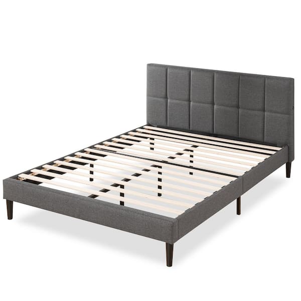 Zinus Lottie Grey King Upholstered Platform Bed Frame With Short Headboard And Usb Ports Fspbou Gr K The Home Depot Zinus Lottie Grey King Upholstered, Zinus King Bed Frame With Headboard