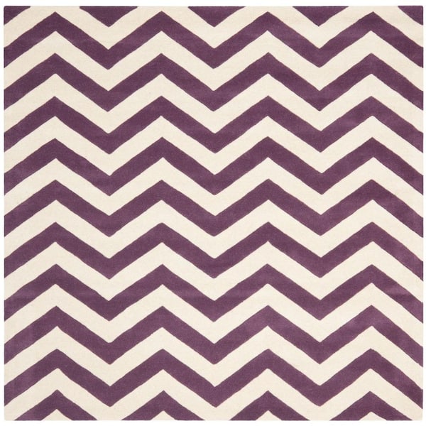 SAFAVIEH Chatham Purple/Ivory 7 ft. x 7 ft. Square Area Rug