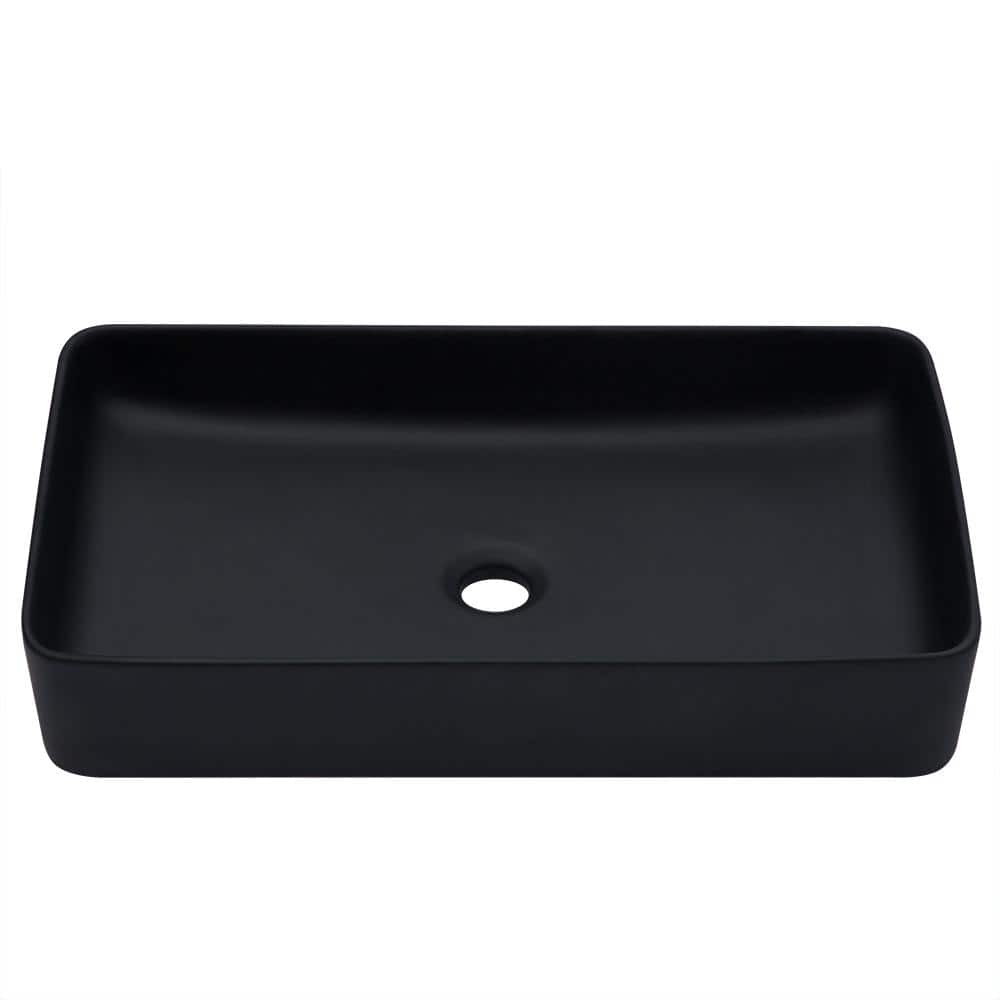 24 in. x 14 in. Vessel Sink Rectangle Above Bathroom Sink Black