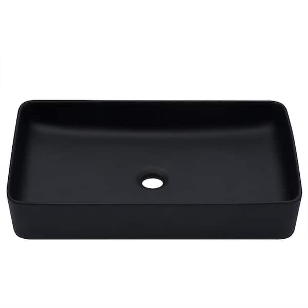 Boyel Living 24 in. x 14 in. Vessel Sink Rectangle Above Bathroom Sink Black