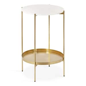 Lavish 17.00 in. Gold Round Metal End Table